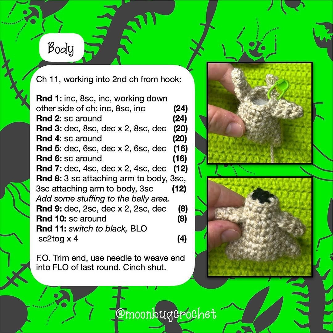 Free Crochet Pattern for Mini Oogie Boogie Keychain