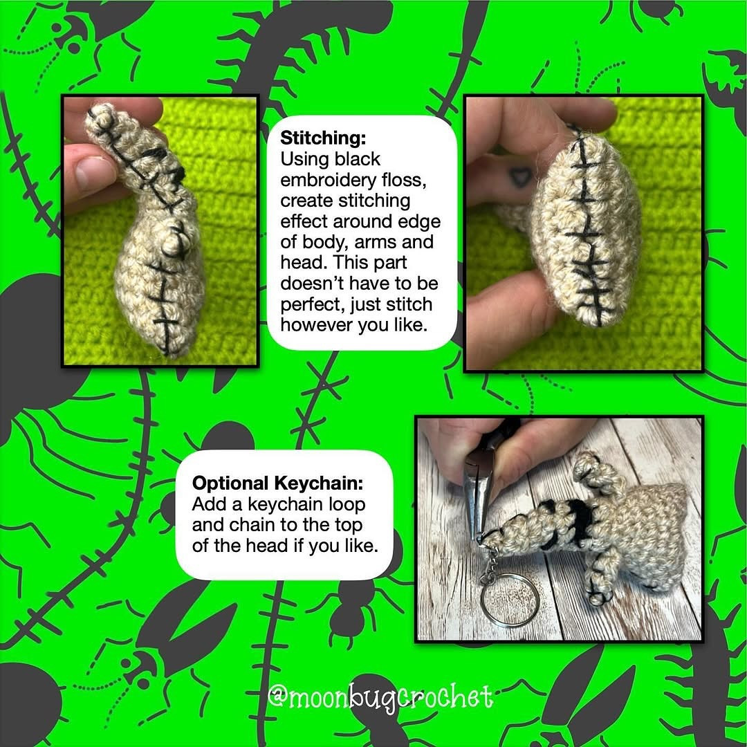 Free Crochet Pattern for Mini Oogie Boogie Keychain