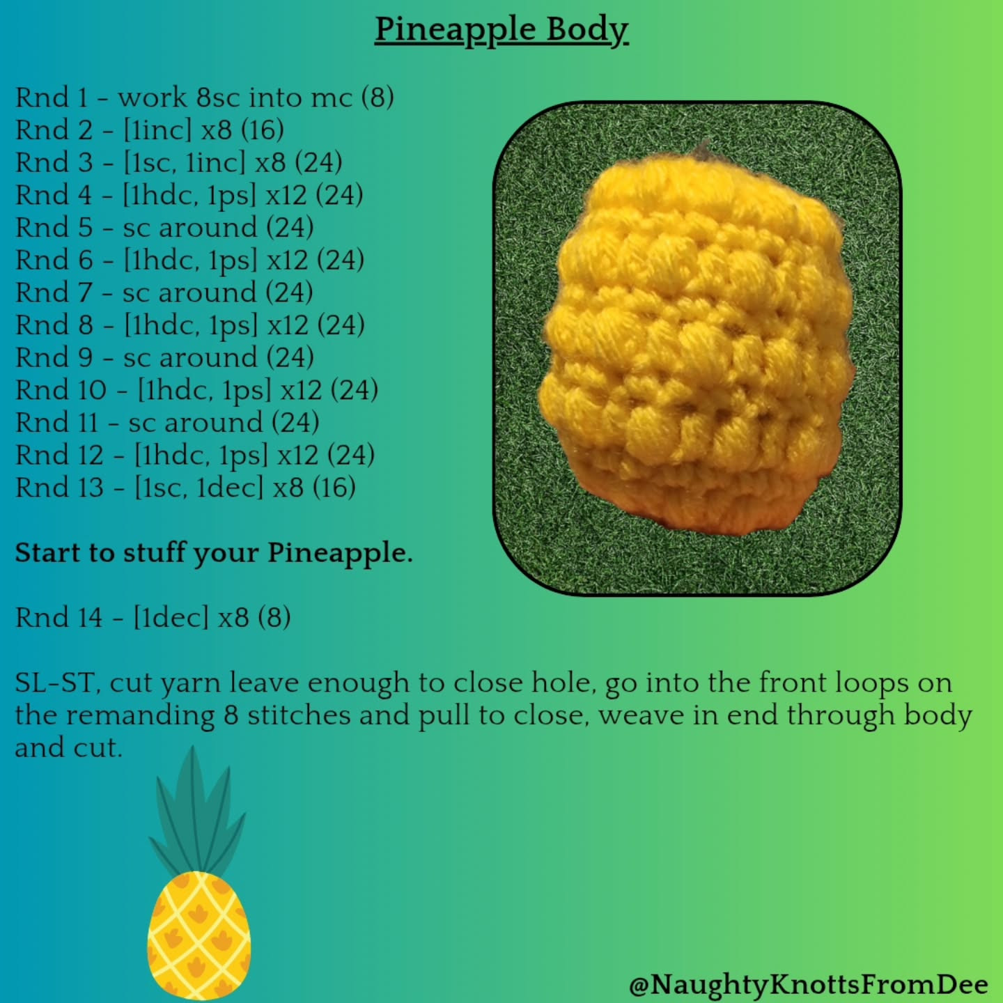Free Crochet Pattern for Plush Pineapple Toy