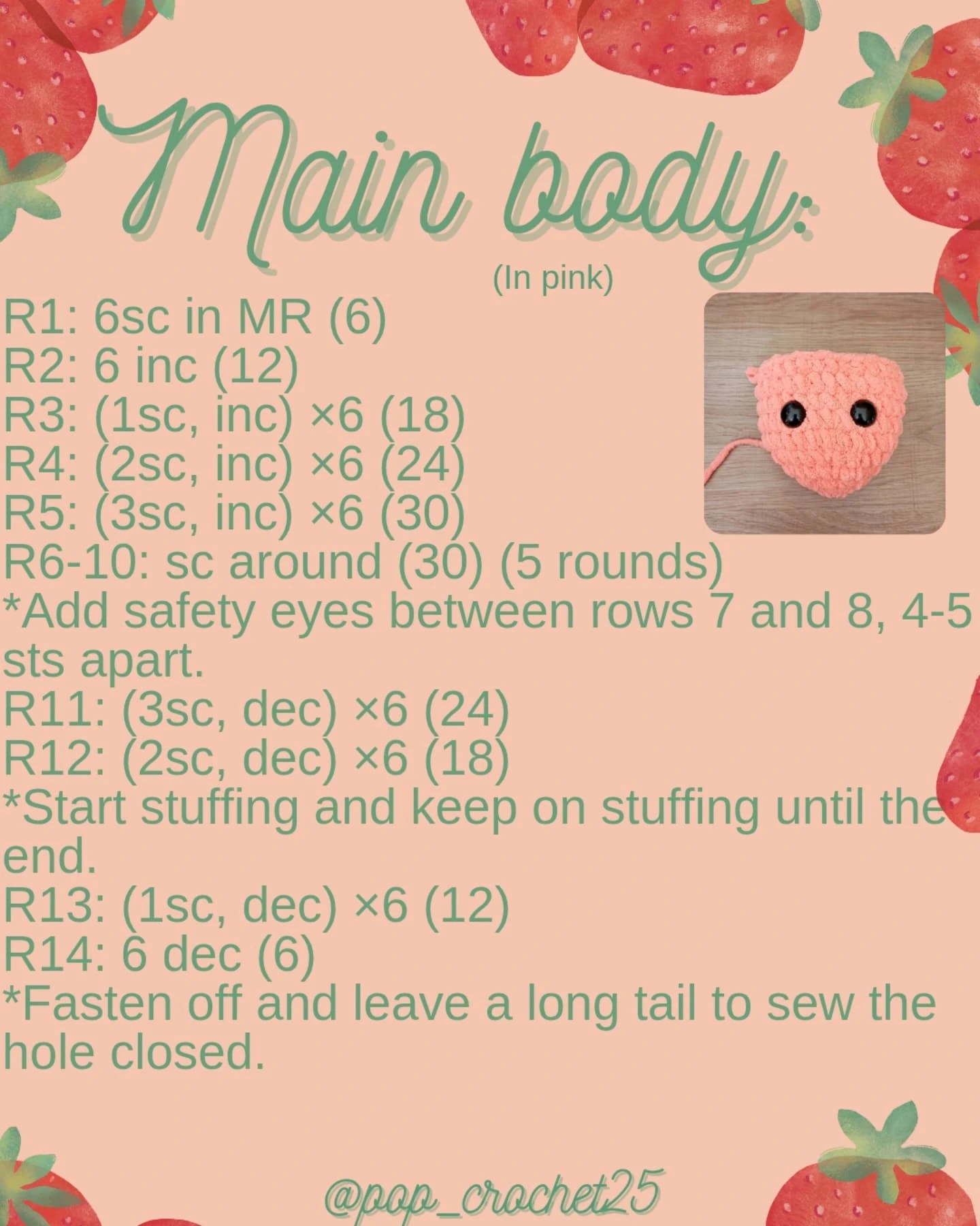 Free Crochet Pattern for Stevie Strawberry Plush Toy