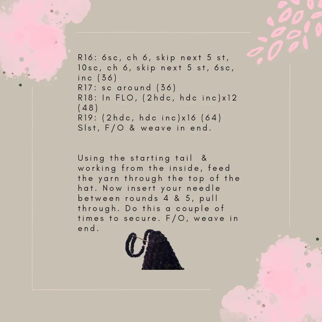 Free Crochet Pattern for Witch Hat Design