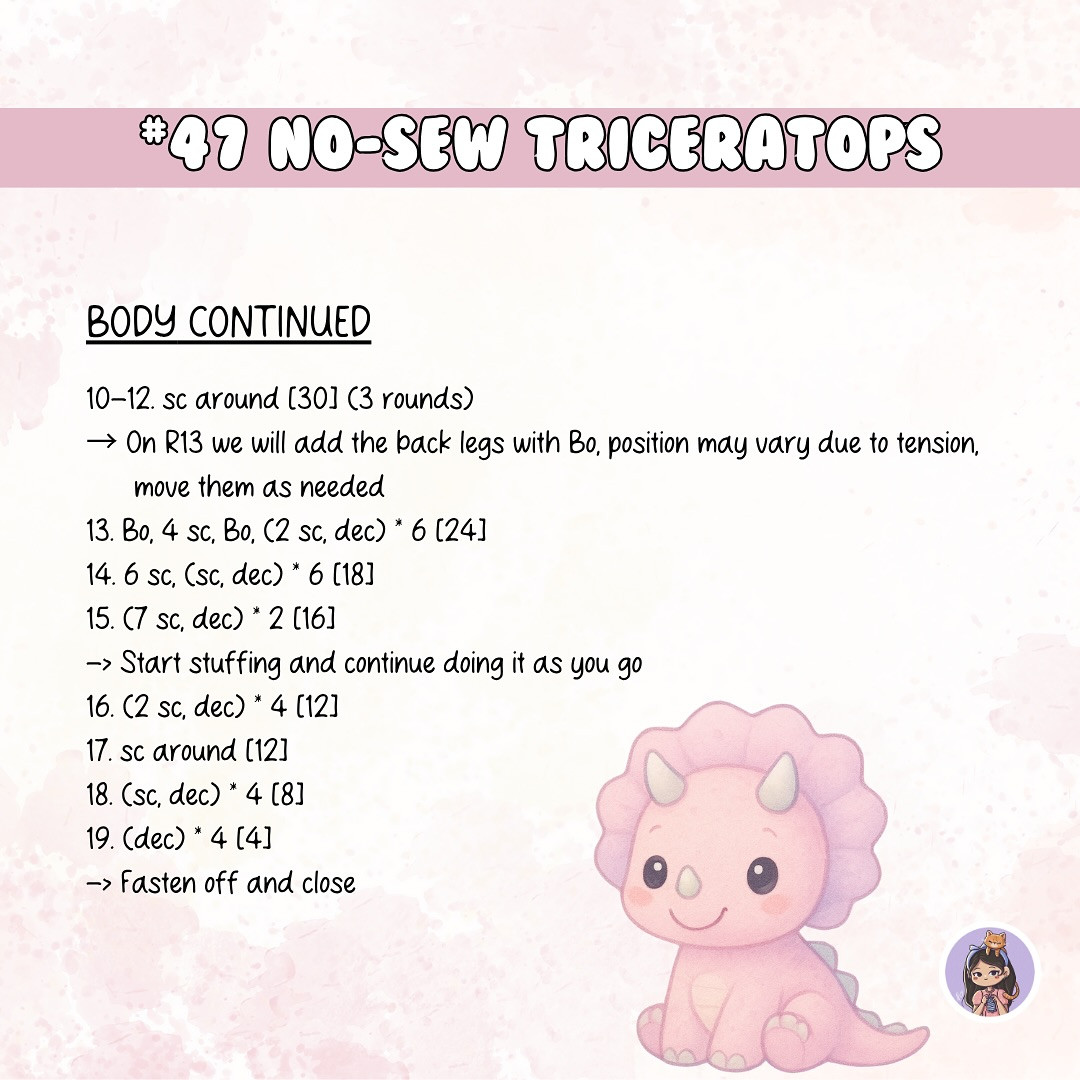 Free Crochet Pattern: No-Sew Triceratops Plush Toy