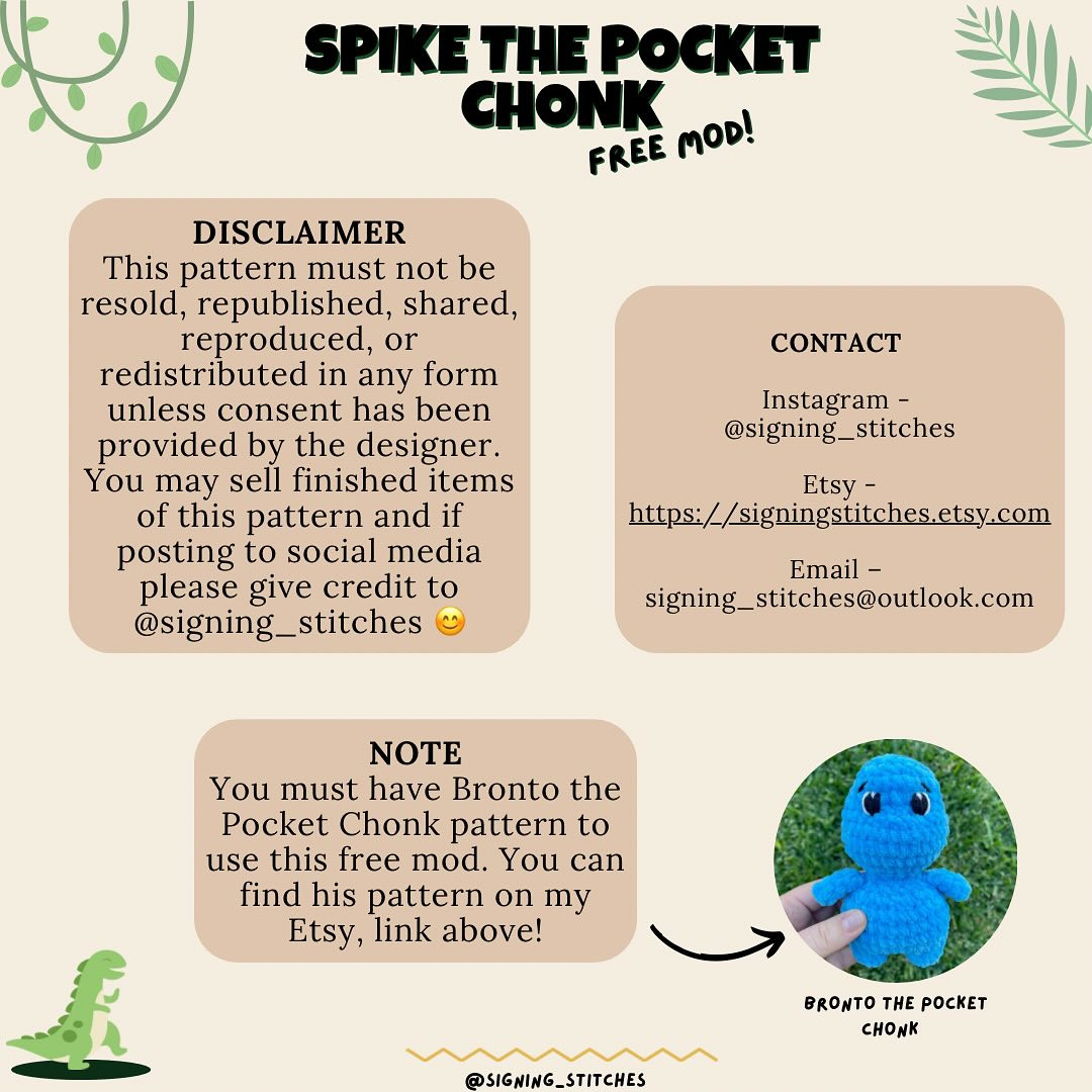 Free Crochet Pattern: Spike the Pocket Chonk Mod