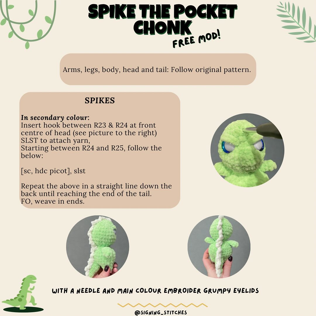 Free Crochet Pattern: Spike the Pocket Chonk Mod
