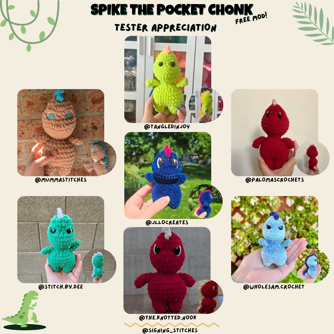 Free Crochet Pattern: Spike the Pocket Chonk Mod