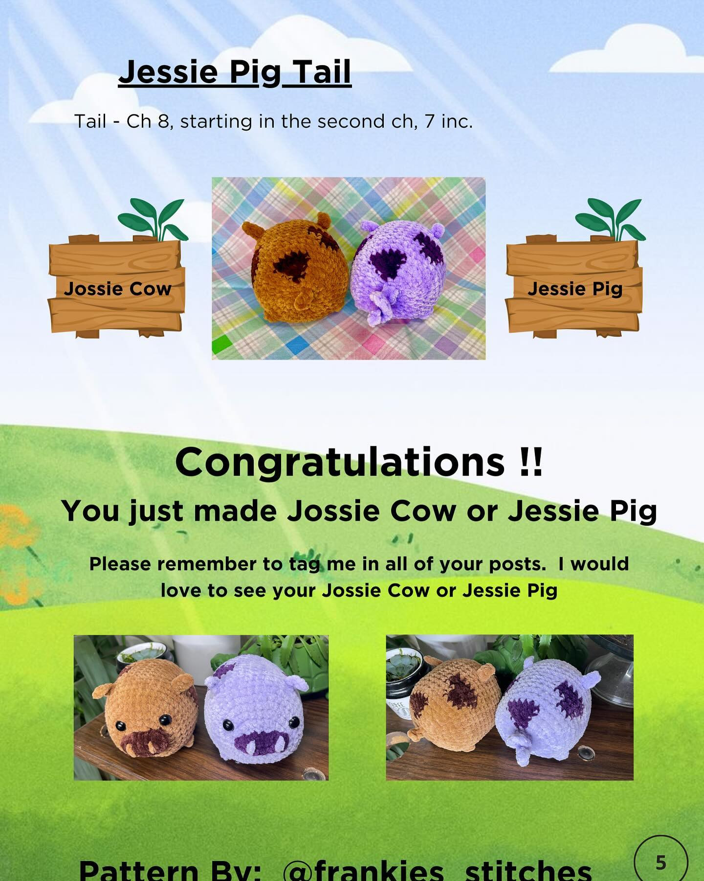 Free Low Sew Jossie Cow and Bonus Jessie Pig Pattern