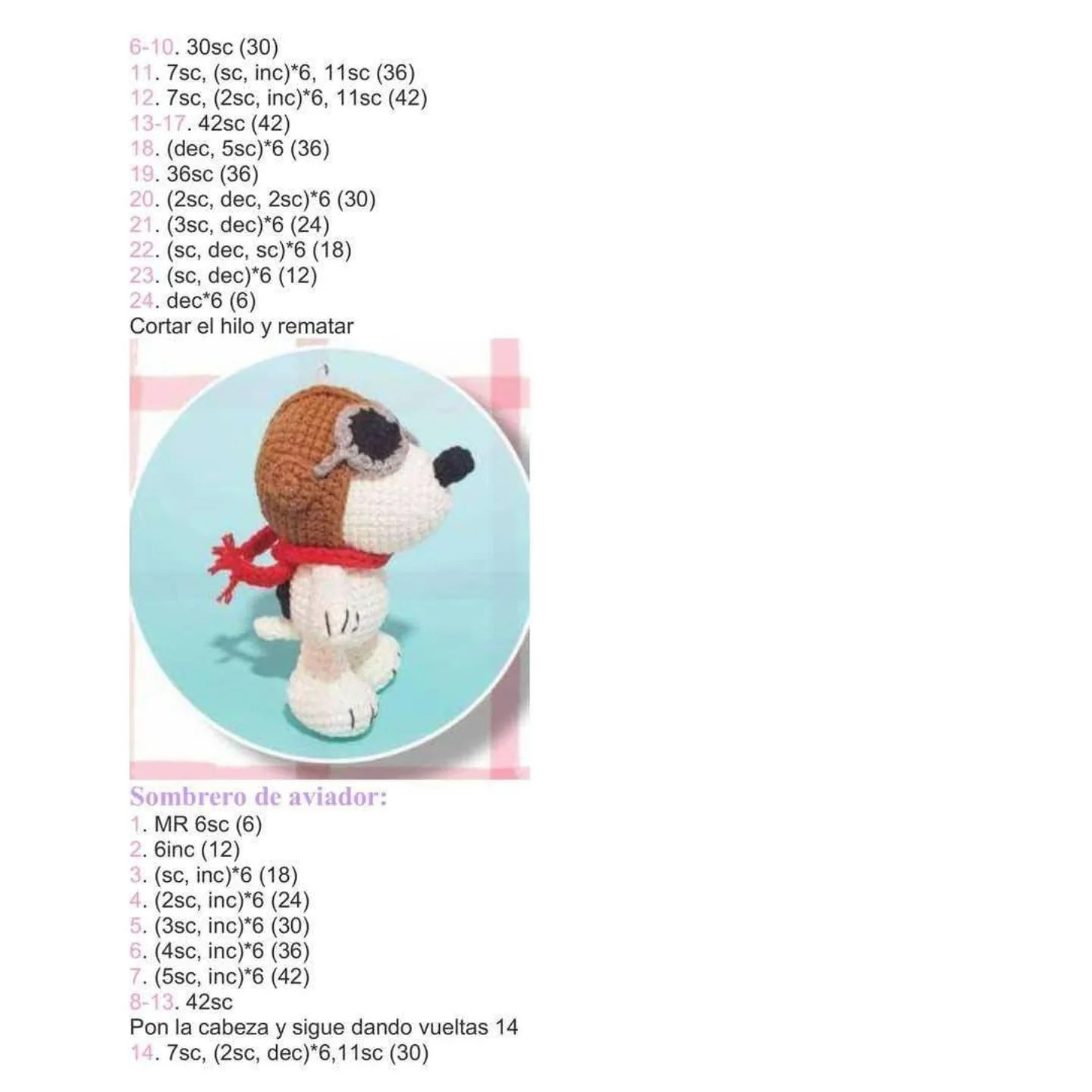 Free Snoopy Dog Amigurumi Crochet Pattern