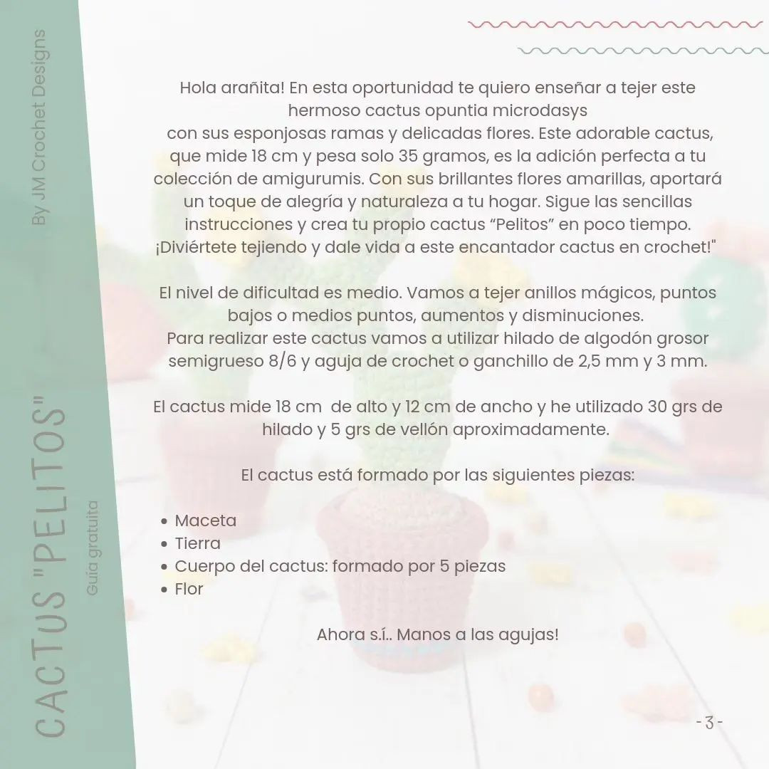 Guía gratuita para tejer cactus de crochet con flores amarillas