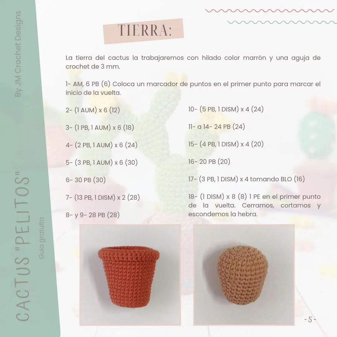 Guía gratuita para tejer cactus de crochet con flores amarillas