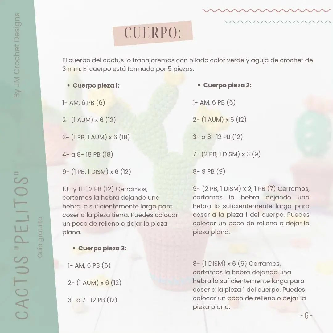 Guía gratuita para tejer cactus de crochet con flores amarillas