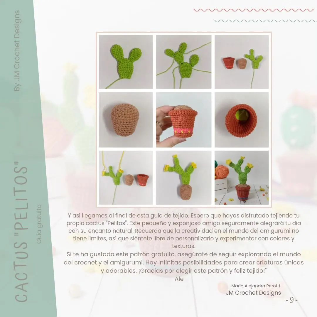 Guía gratuita para tejer cactus de crochet con flores amarillas