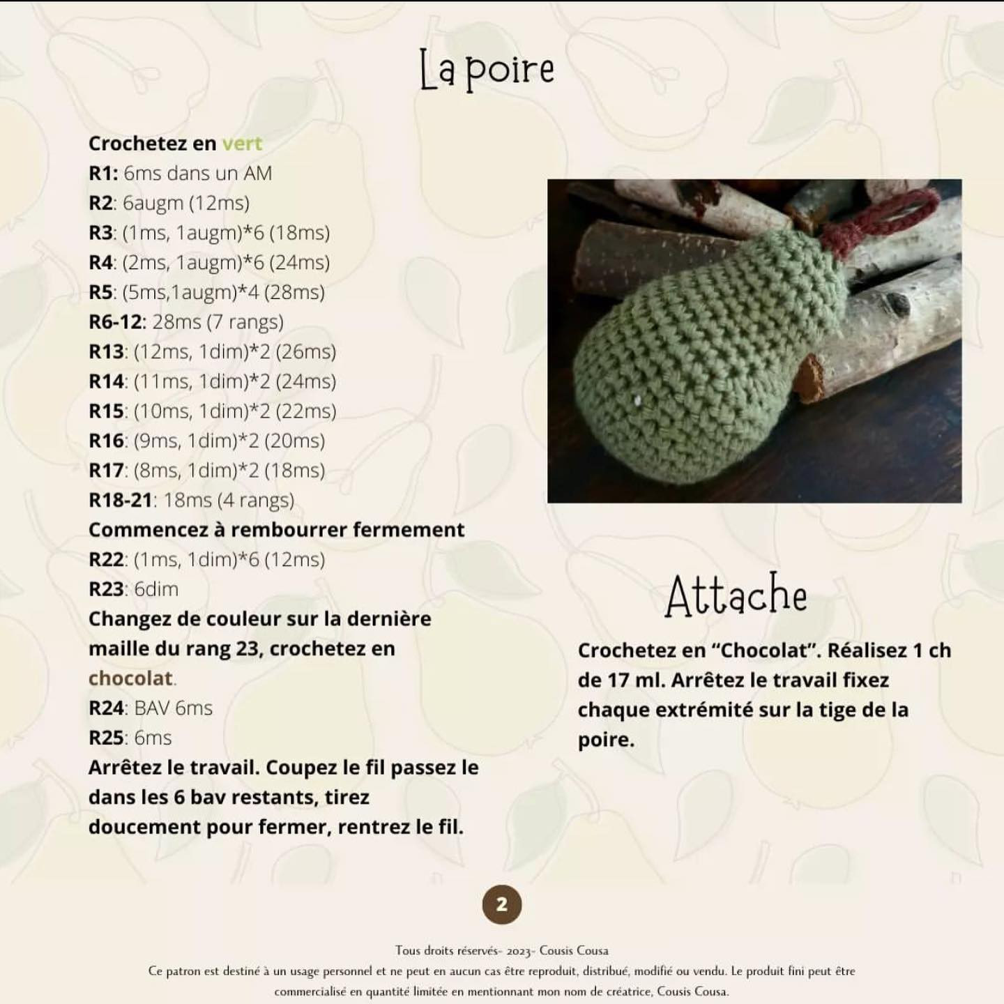 Guirlande d'automne avec poires et courges en crochet