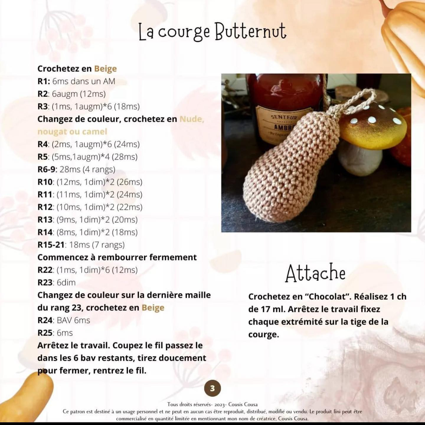 Guirlande d'automne avec poires et courges en crochet