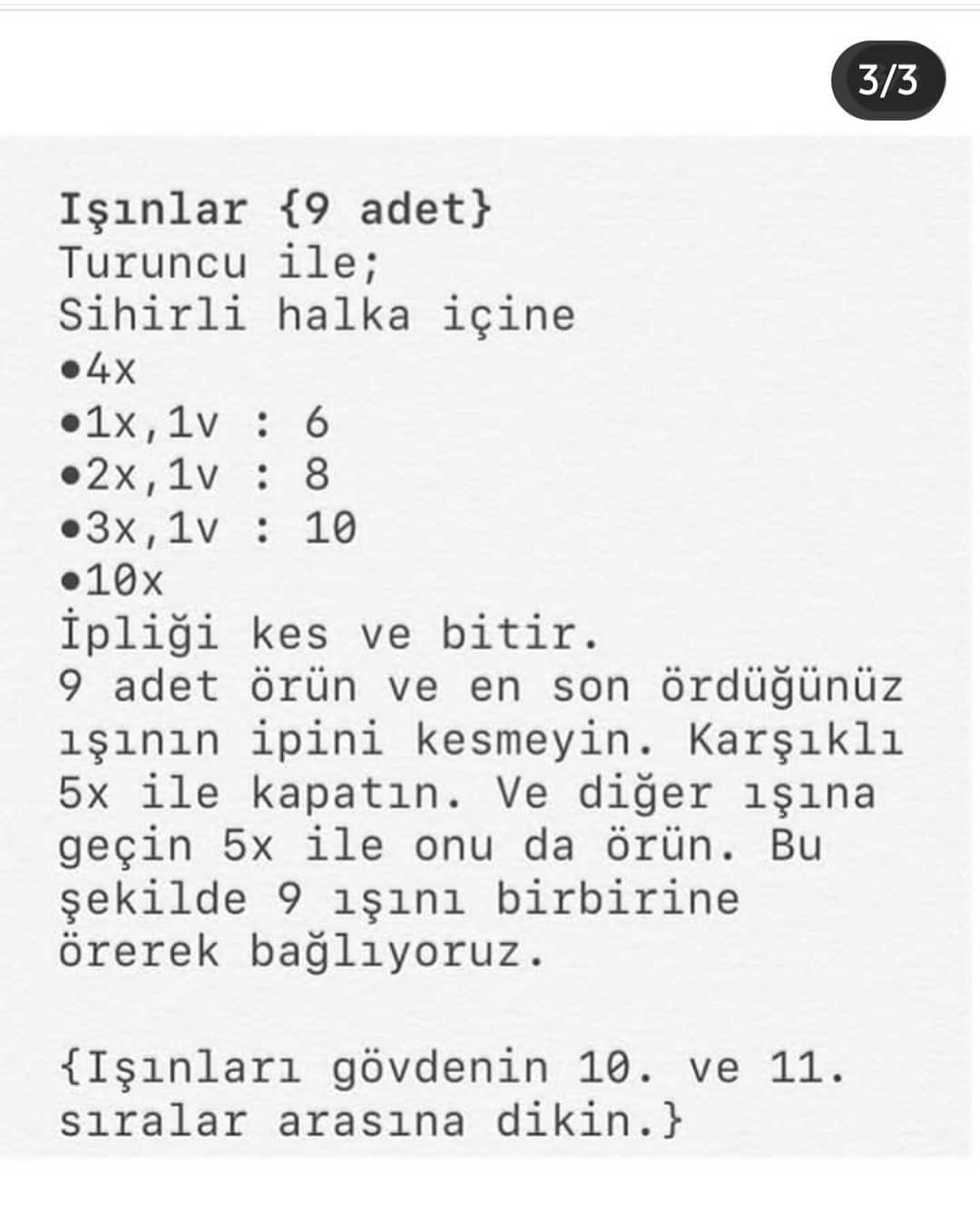 Güneş şeklindeki sevimli amigurumi ücretsiz desen