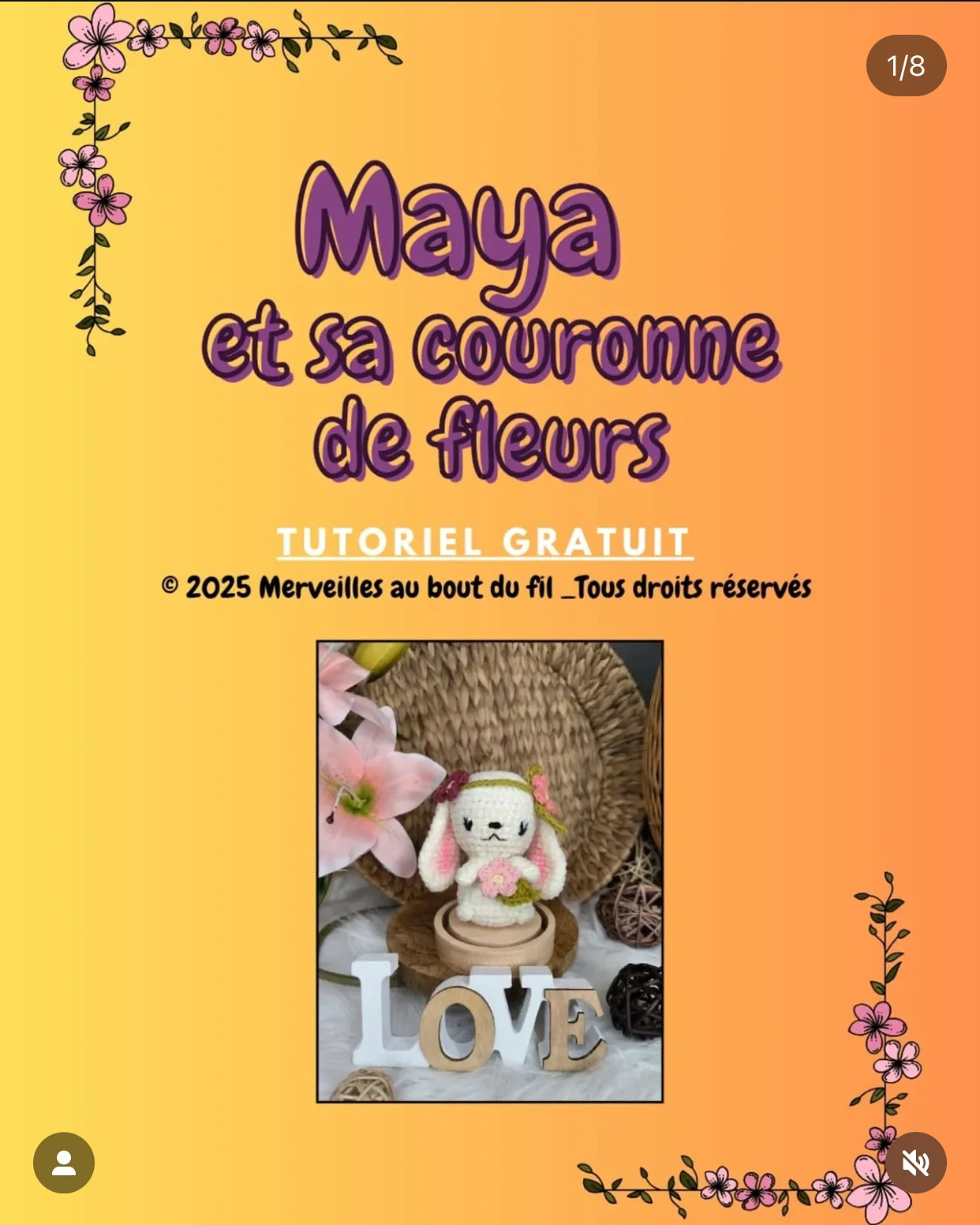 Lapin amigurumi avec fleurs - Patron gratuit de crochet