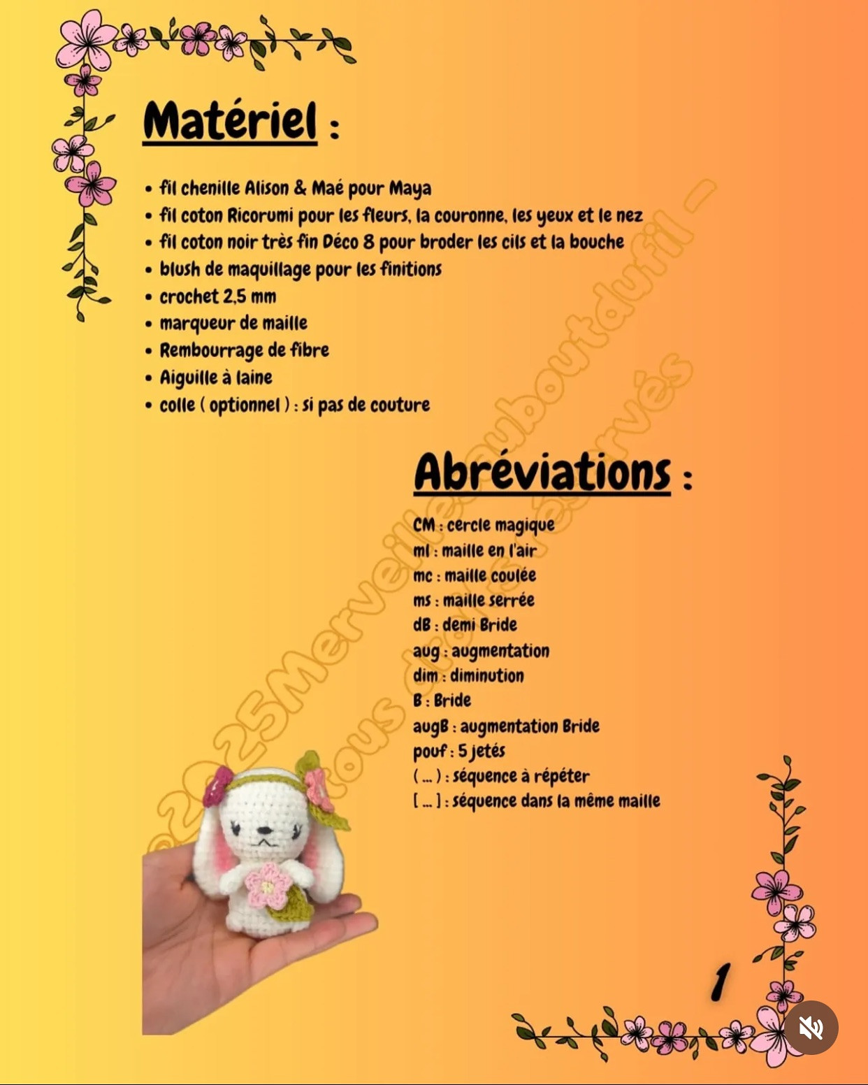 Lapin amigurumi avec fleurs - Patron gratuit de crochet