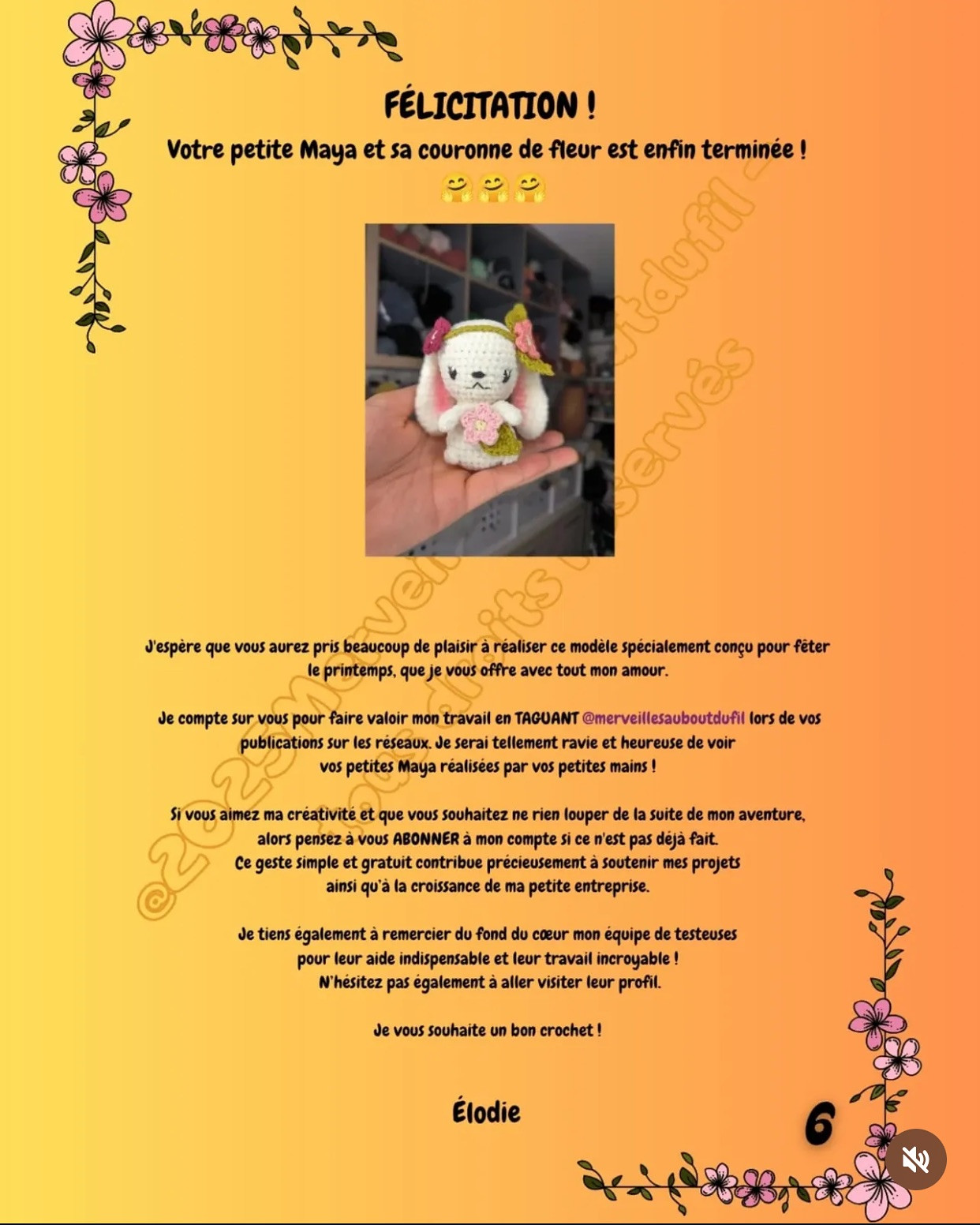 Lapin amigurumi avec fleurs - Patron gratuit de crochet