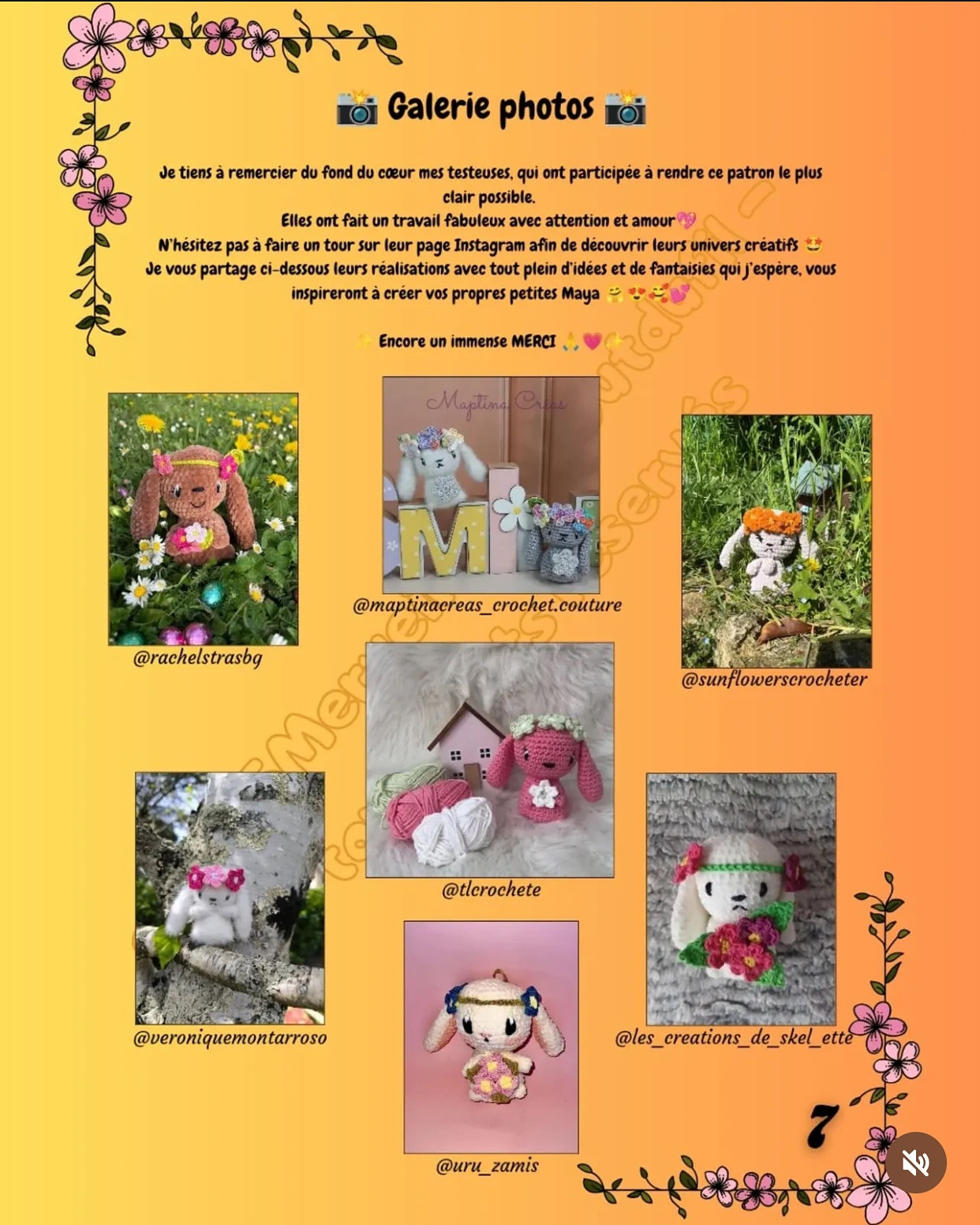 Lapin amigurumi avec fleurs - Patron gratuit de crochet
