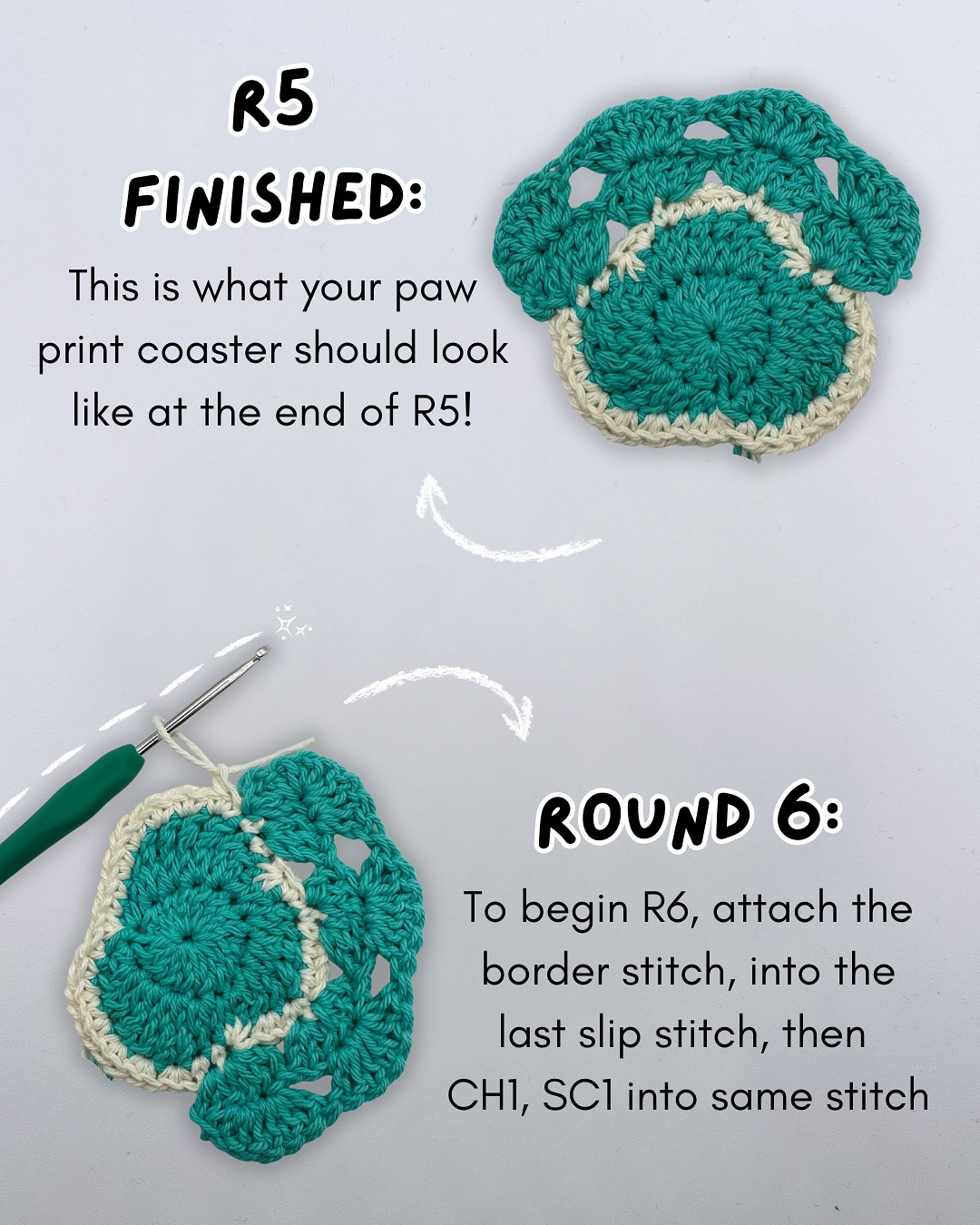 Learn to Crochet a Cute Paw Print Coaster Easily