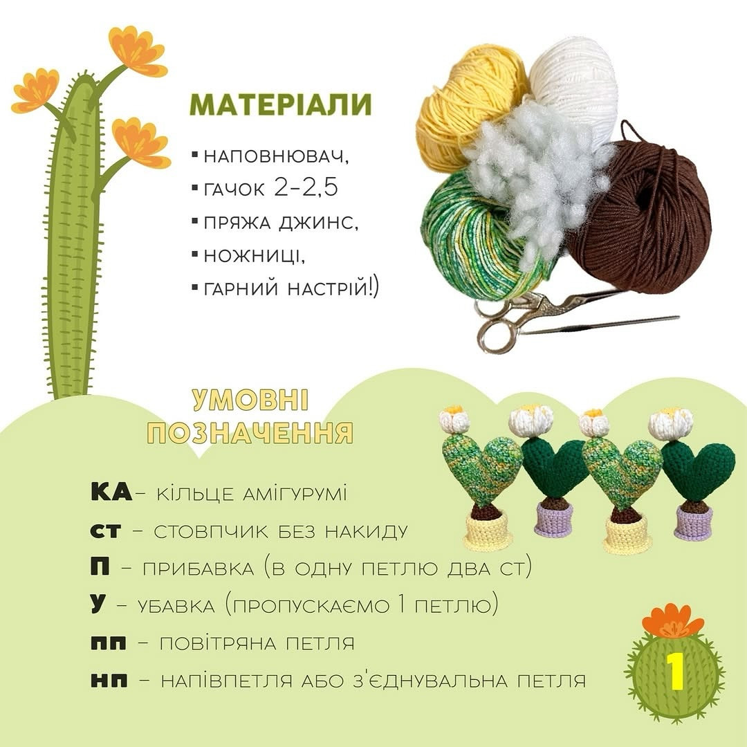 Майстер клас: кактус з ниток у формі серця