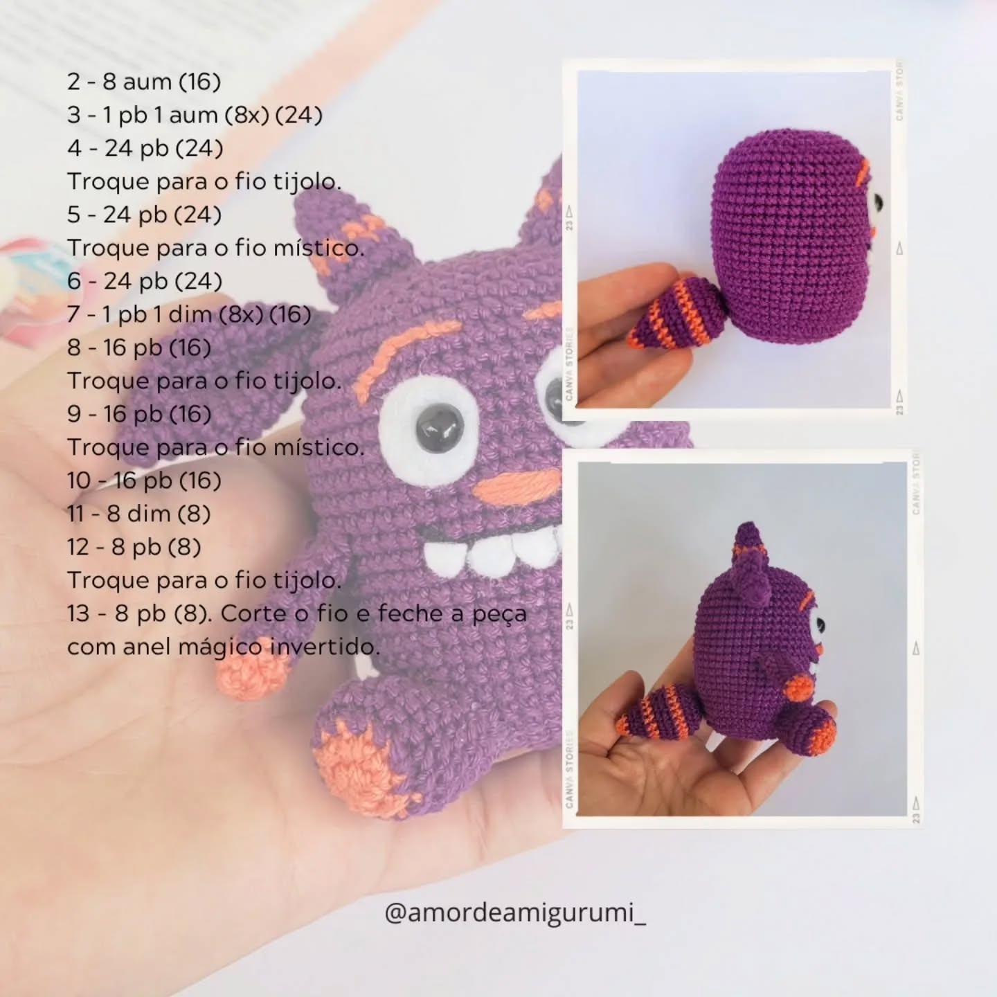 Monstrinho Slim de Amigurumi: Receita Gratuita de Crochê Fácil