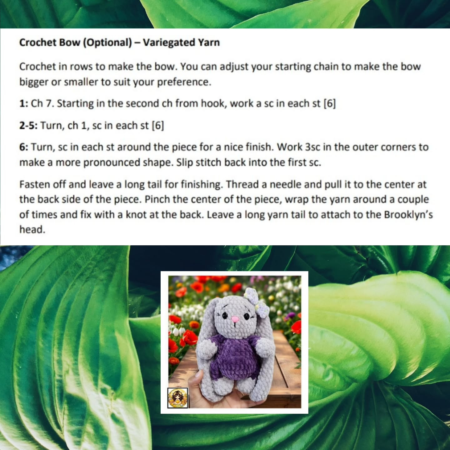 No Sew Brooklyn the Bunny Crochet Pattern