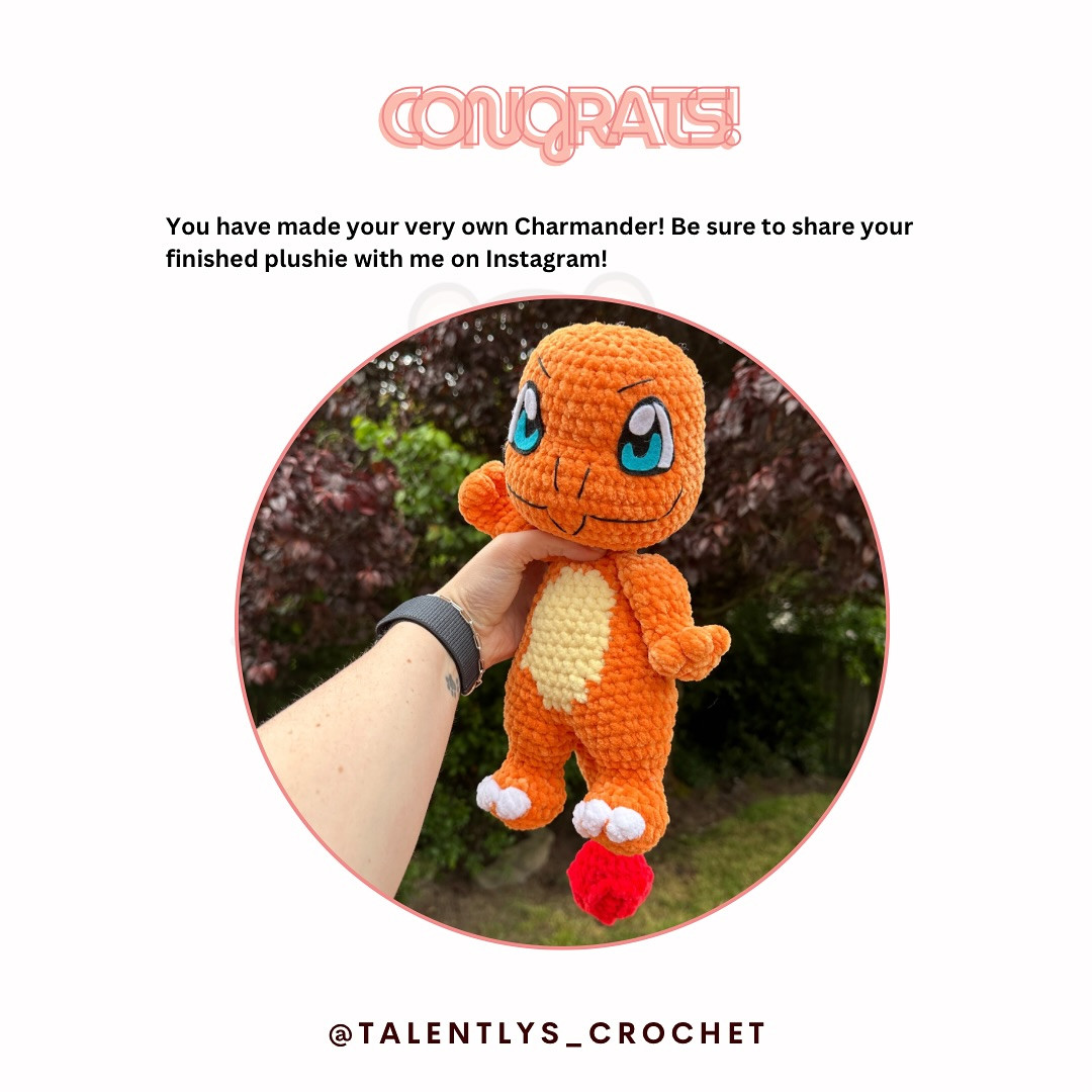 No-Sew Charmander Crochet Pattern - Free and Easy Tutorial