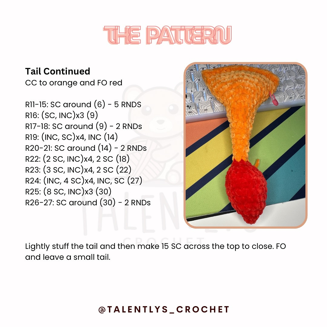 No-Sew Charmander Crochet Pattern - Free and Easy Tutorial