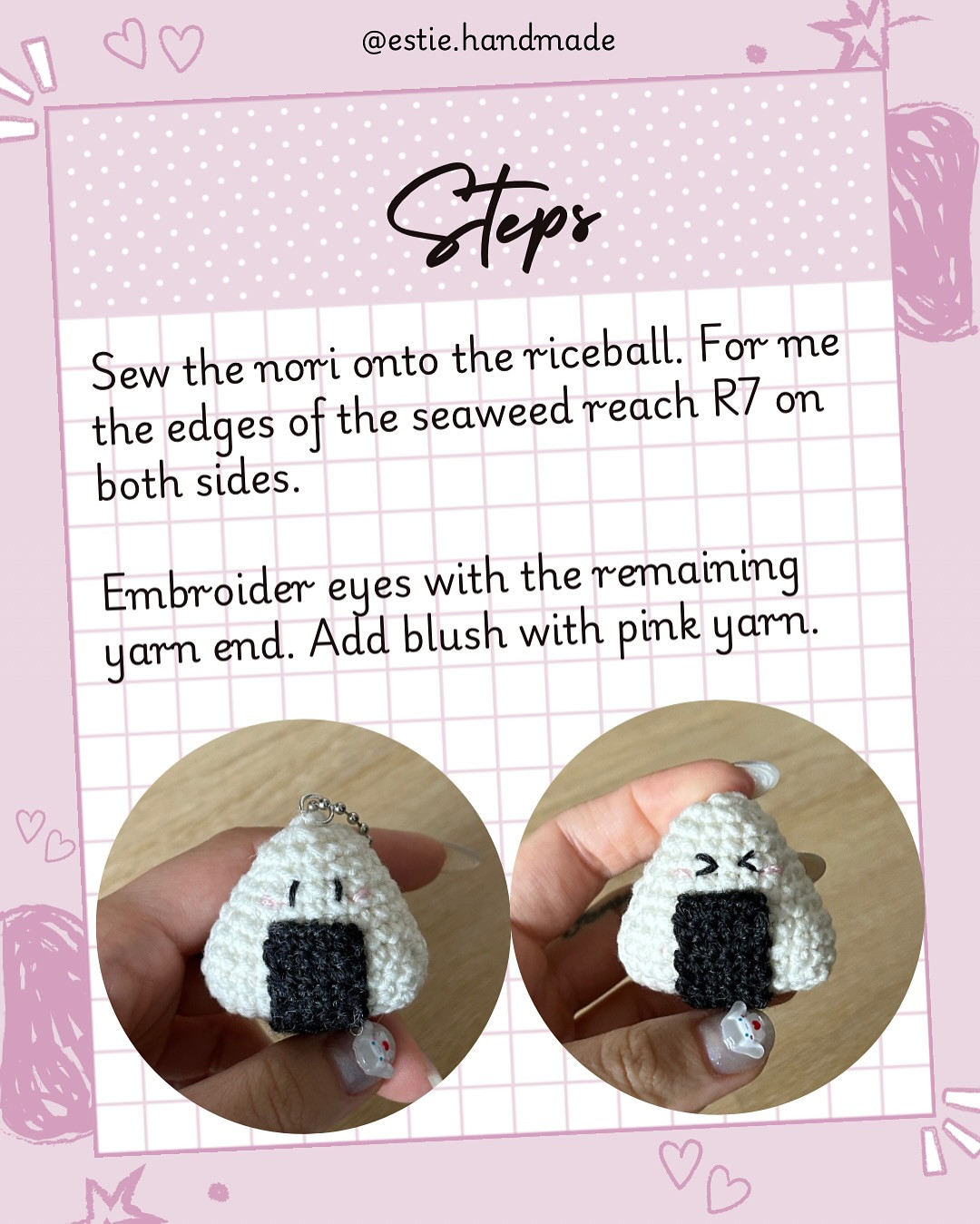 Onigiri Crochet Bag Charm Free Pattern Tutorial