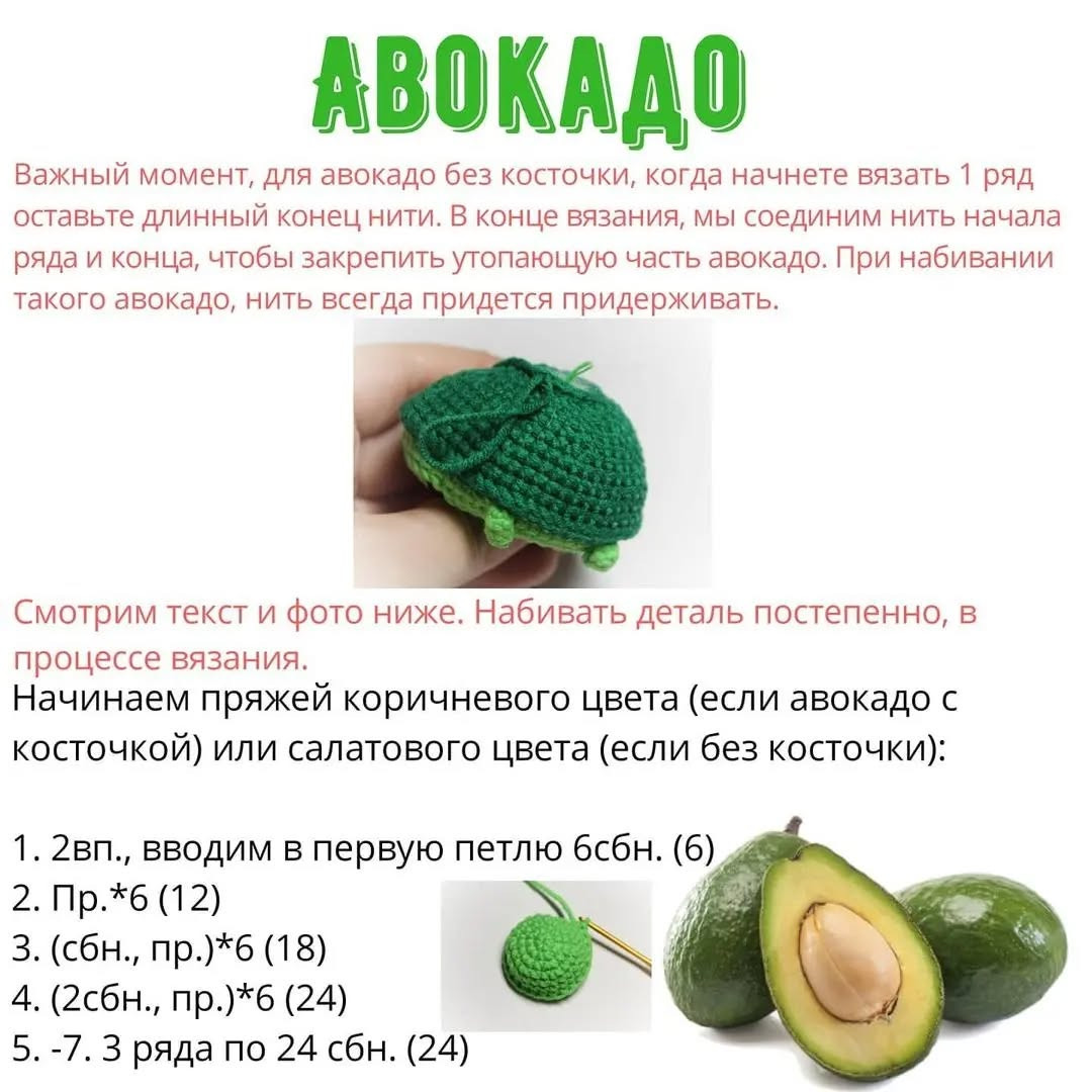 Описание авокадо крючком: схема и инструкция вязания