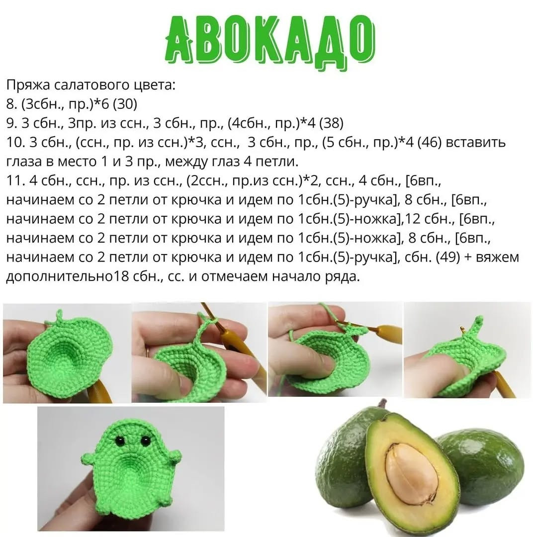 Описание авокадо крючком: схема и инструкция вязания