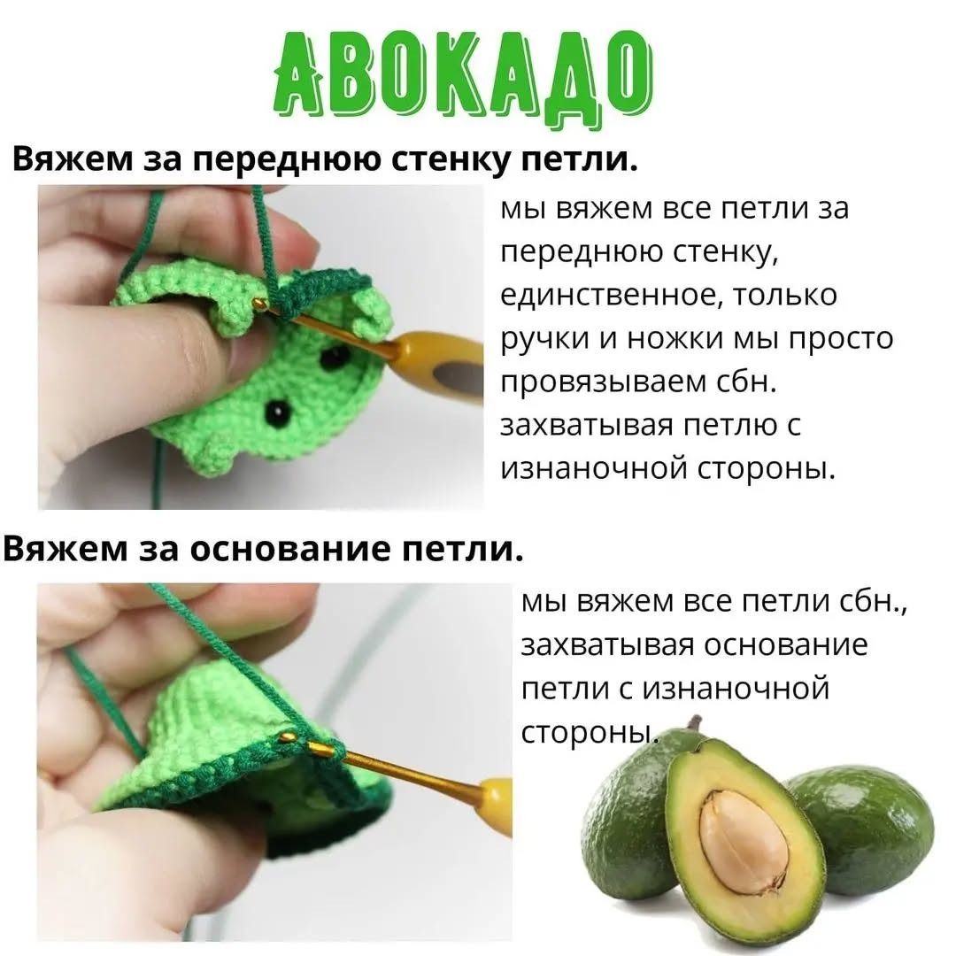 Описание авокадо крючком: схема и инструкция вязания