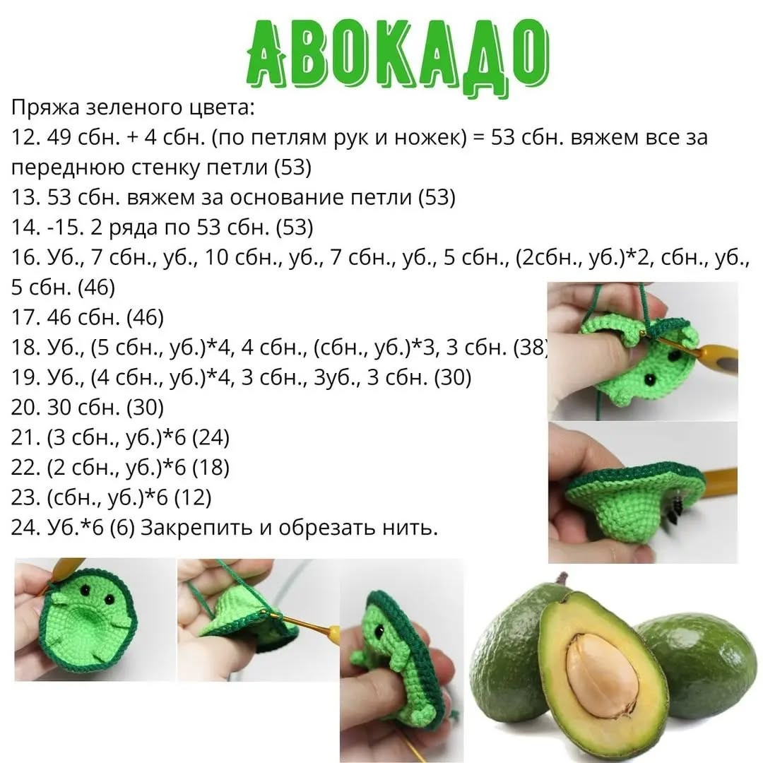 Описание авокадо крючком: схема и инструкция вязания