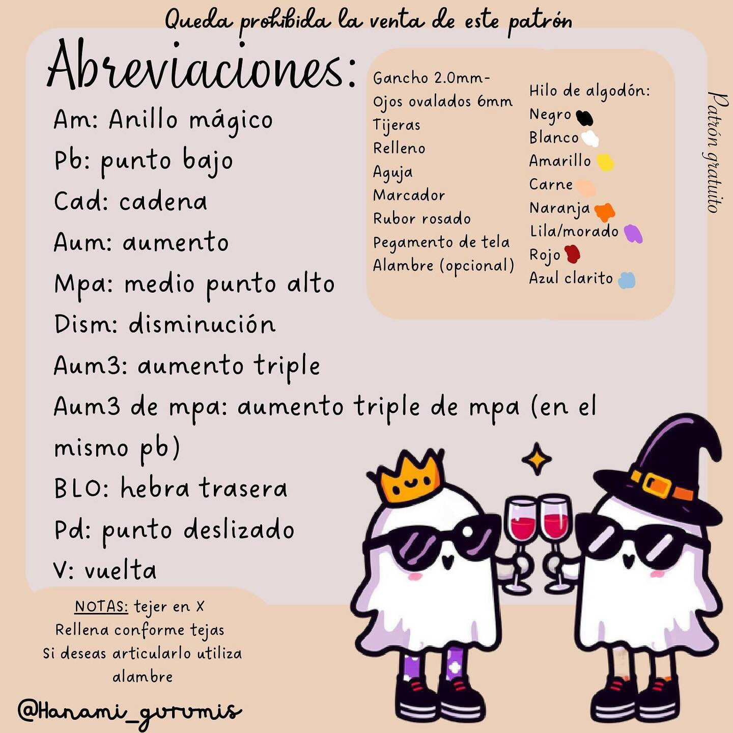 Patrón de Amigurumi de Fantasmas con Sombrero y Corona