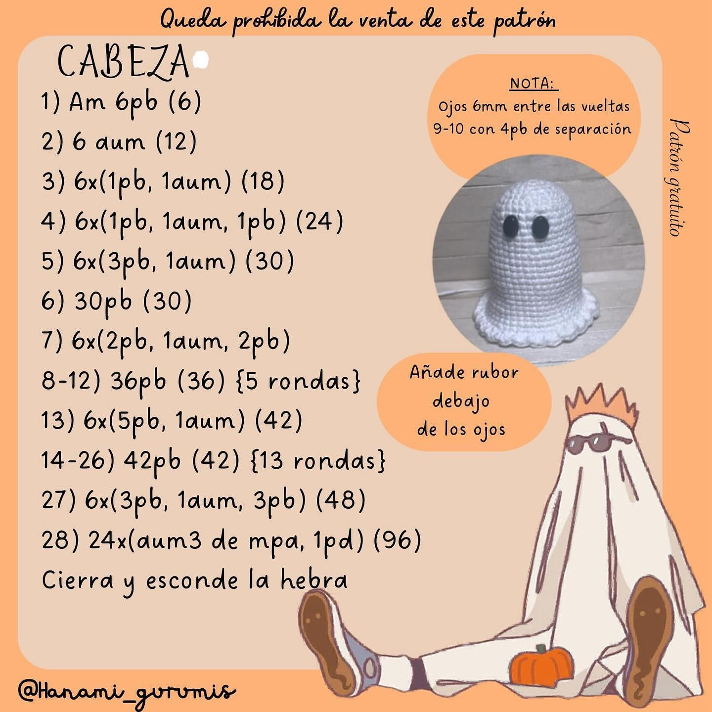 Patrón de Amigurumi de Fantasmas con Sombrero y Corona
