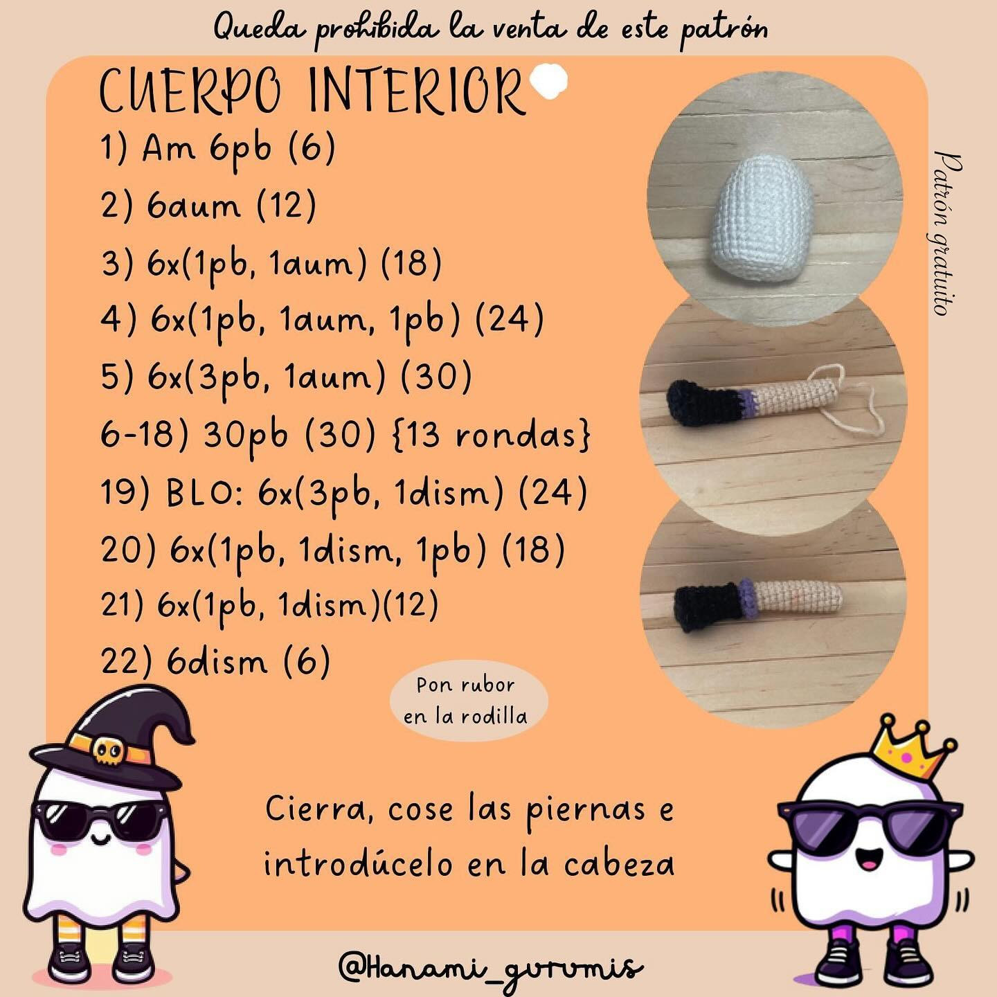 Patrón de Amigurumi de Fantasmas con Sombrero y Corona