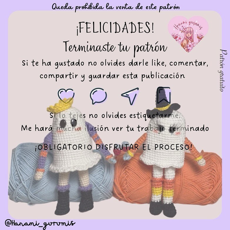 Patrón de Amigurumi de Fantasmas con Sombrero y Corona