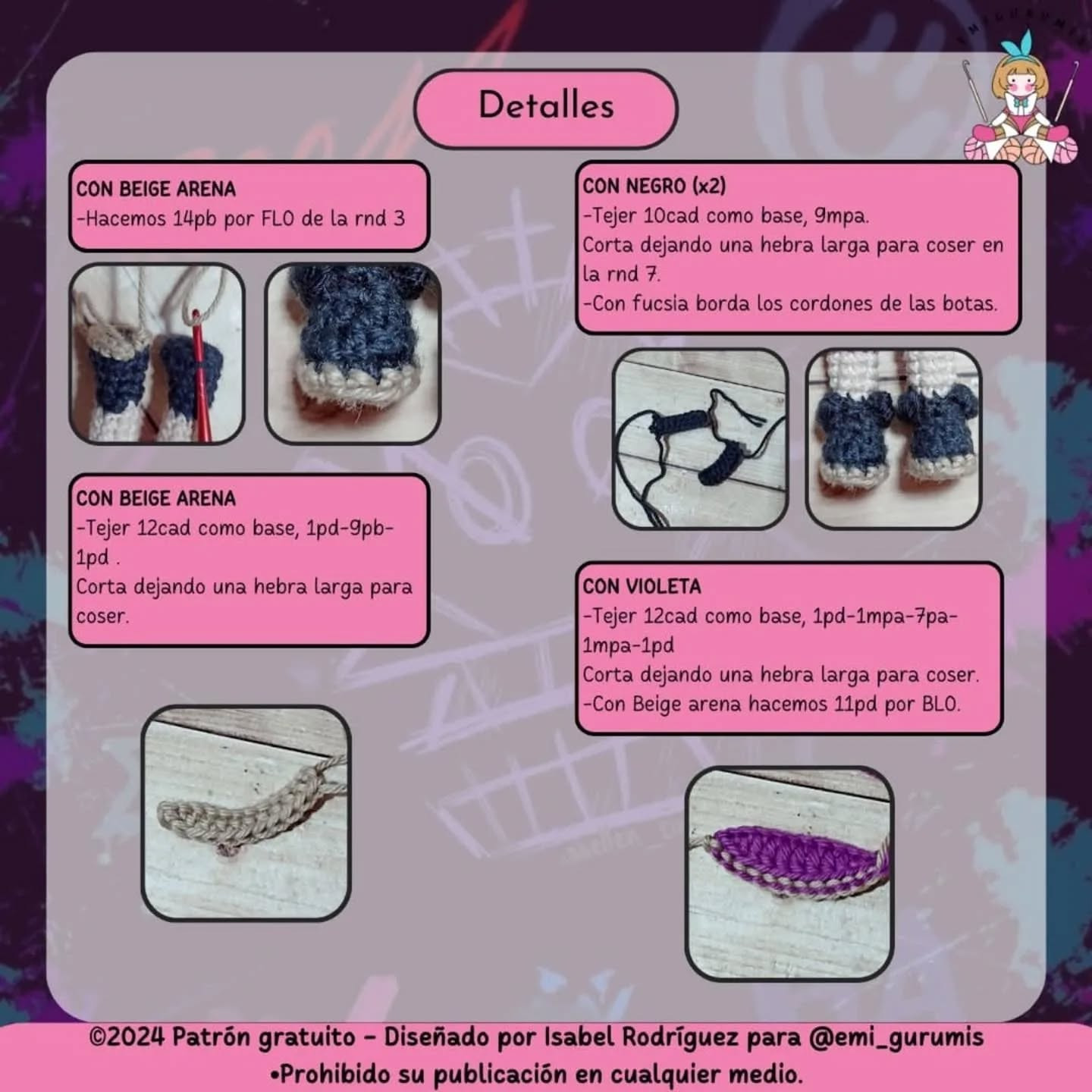 Patrón de amigurumi de Jinx de Arcane gratis