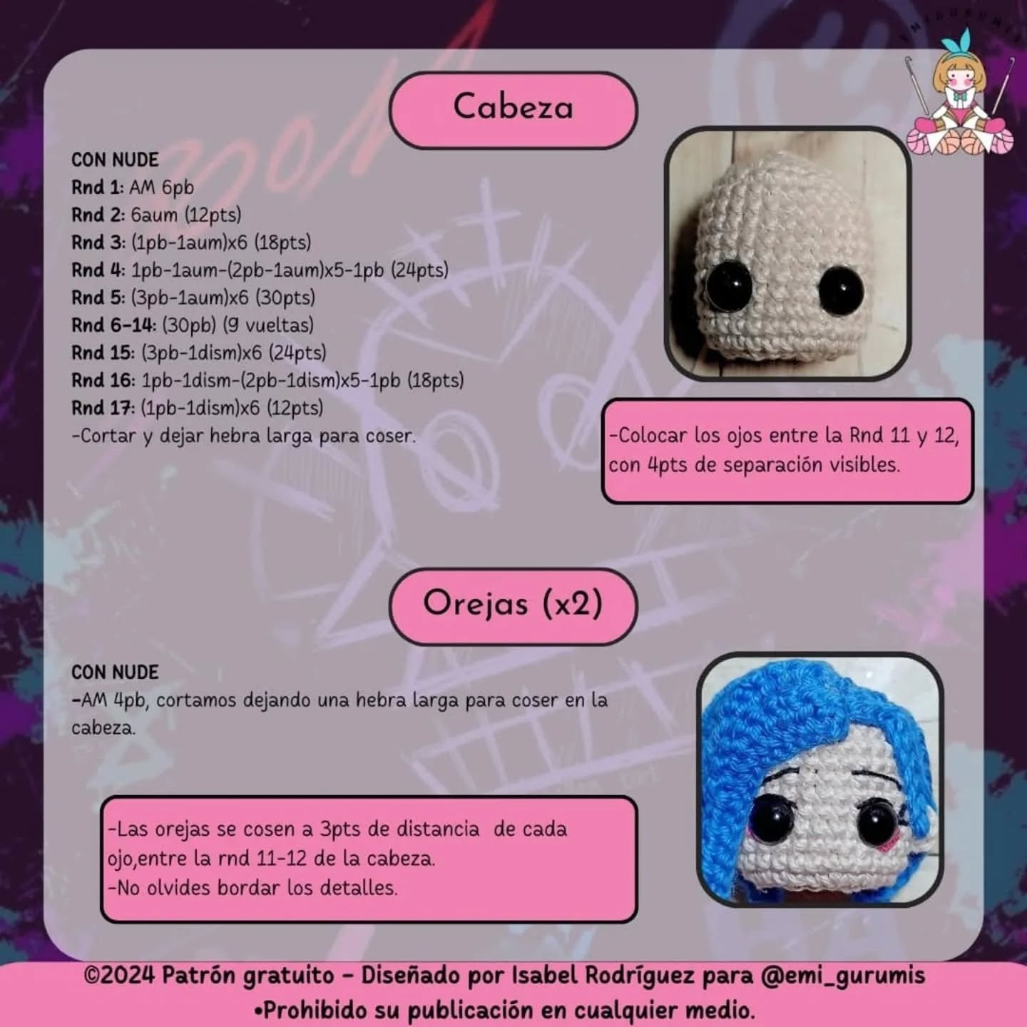 Patrón de amigurumi de Jinx de Arcane gratis