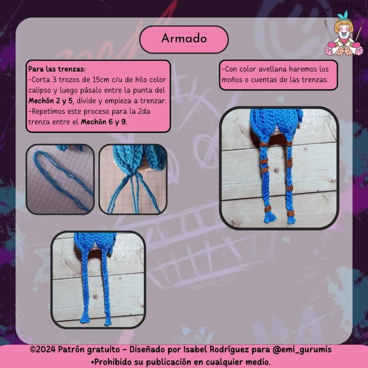 Patrón de amigurumi de Jinx de Arcane gratis