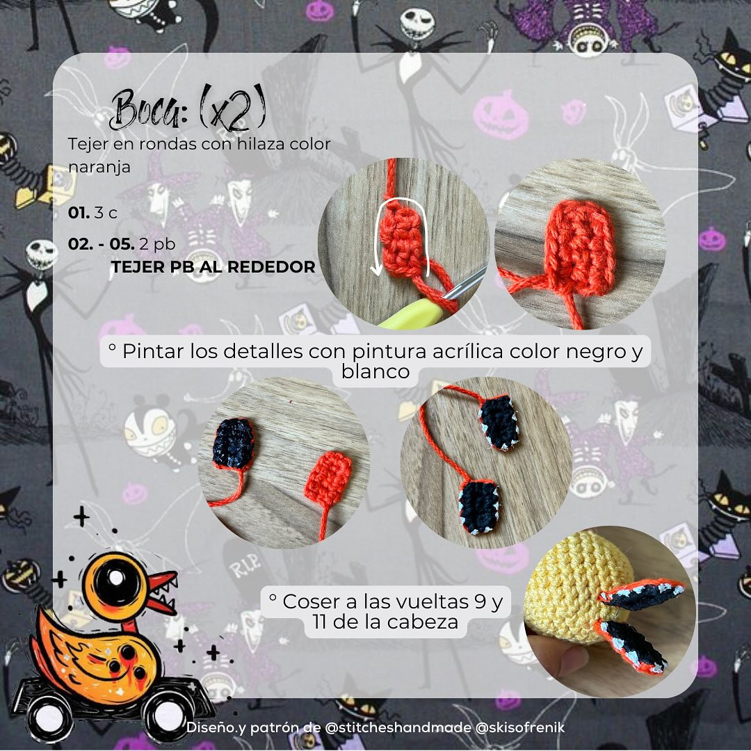 Patrón de Amigurumi de Pato Zombi, Proyecto Creativo de Crochet