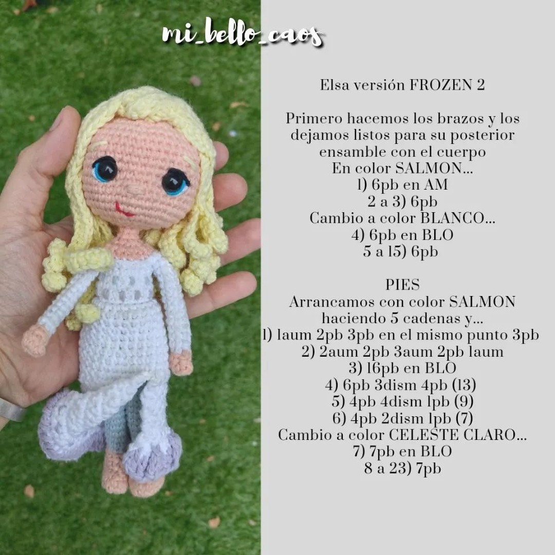 Patrón de amigurumi Elsa de Frozen 2 gratis