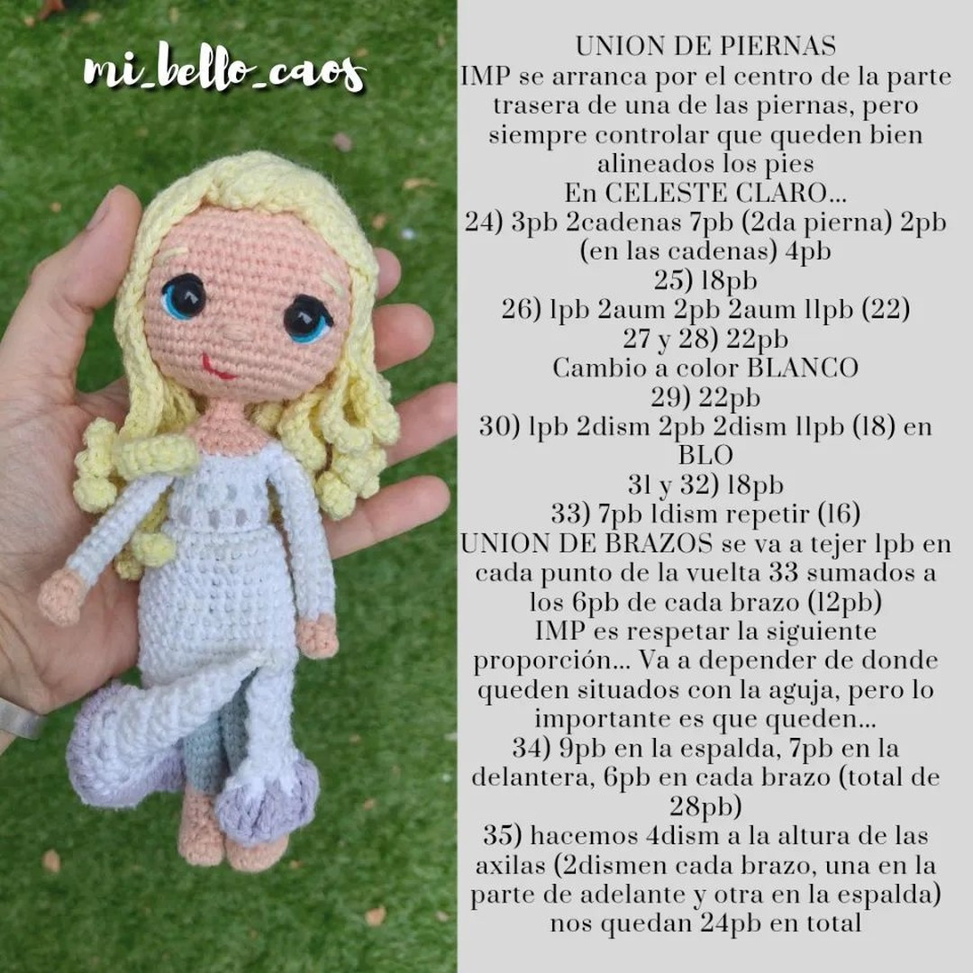 Patrón de amigurumi Elsa de Frozen 2 gratis