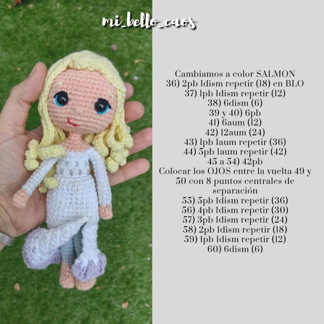 Patrón de amigurumi Elsa de Frozen 2 gratis
