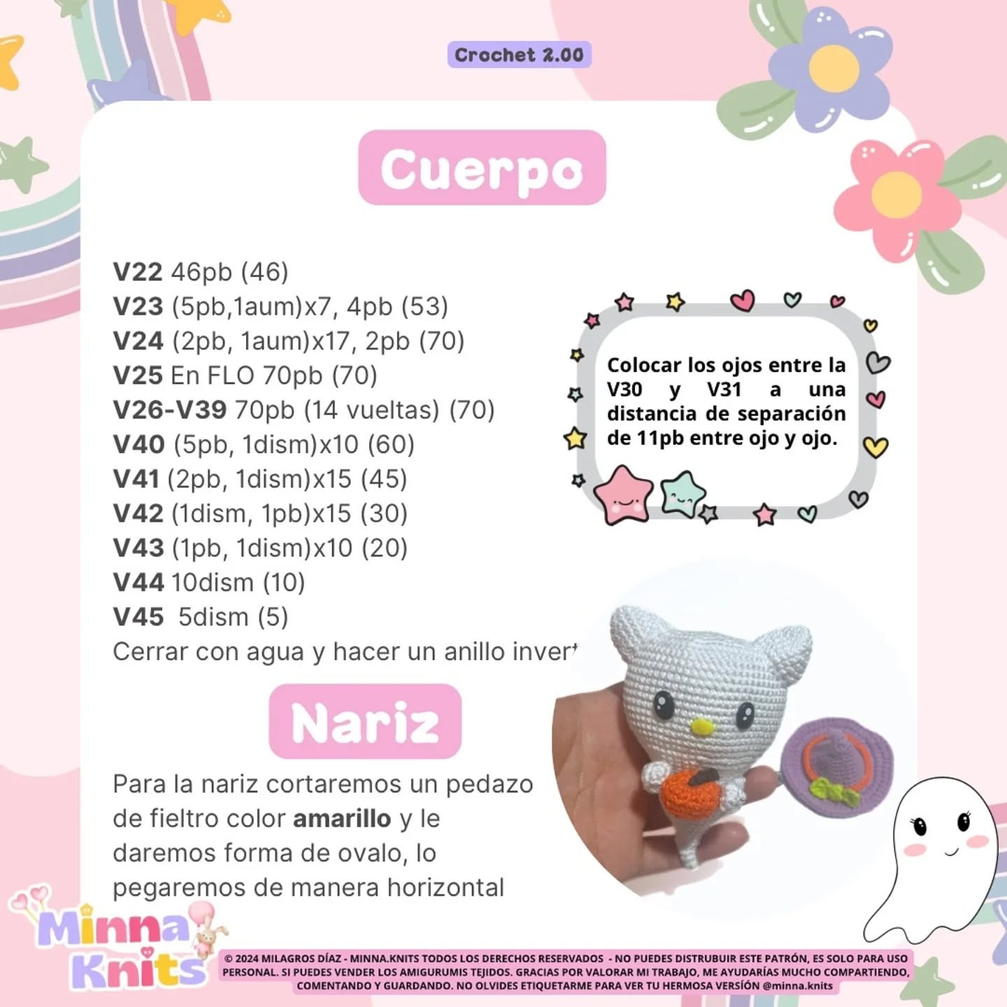 Patrón de Amigurumi: Fantasma Hello Kitty
