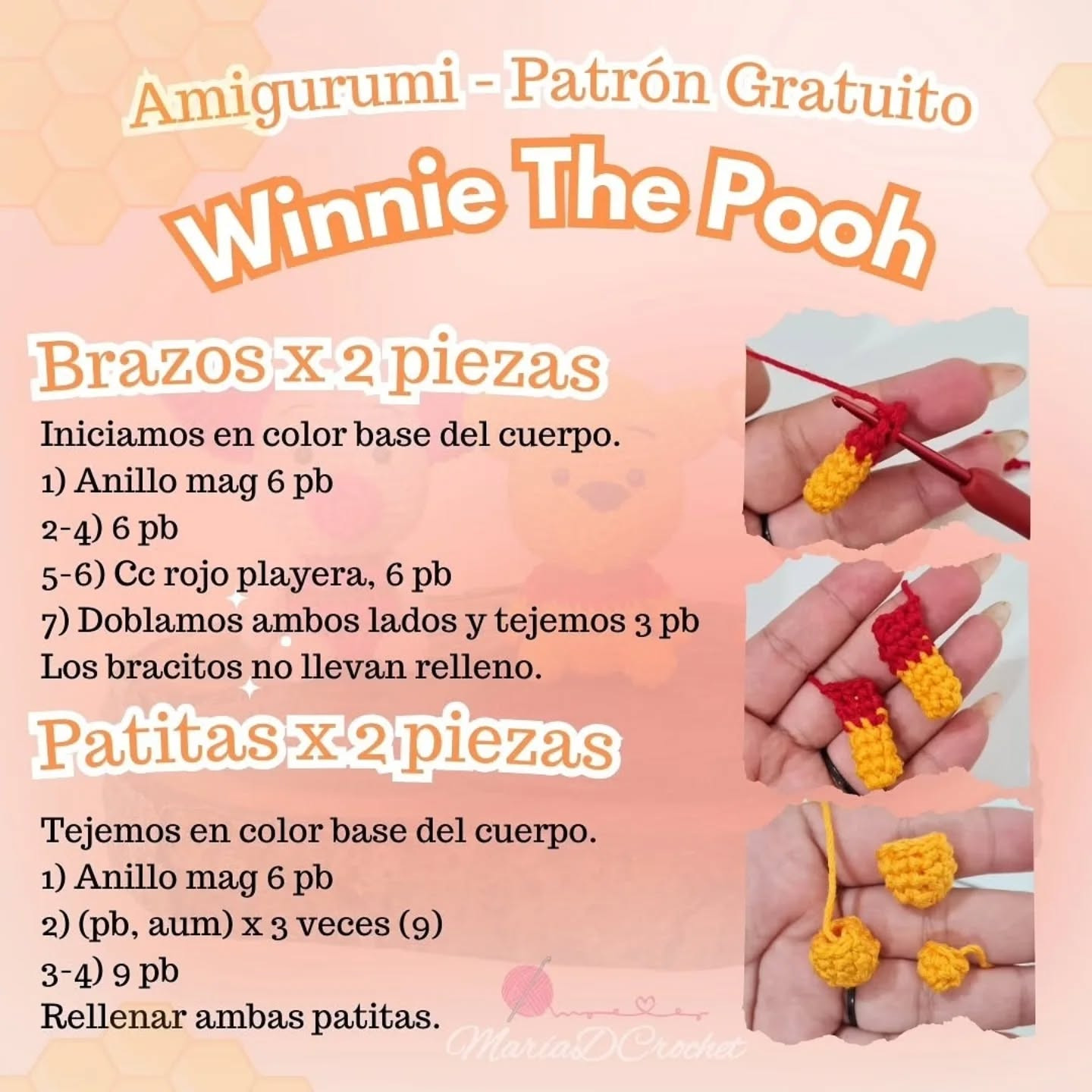 Patrón de amigurumis de Winnie the Pooh: Piglet, Pooh y Tigger