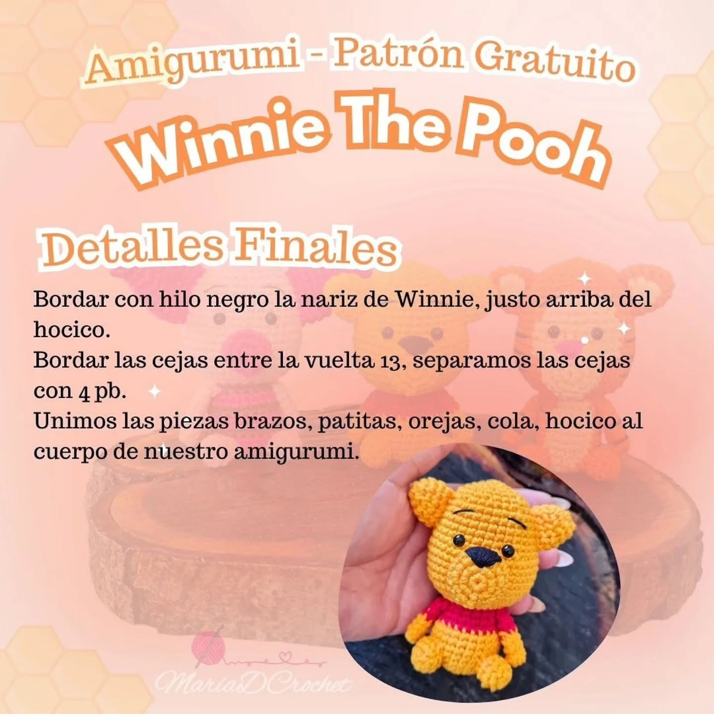 Patrón de amigurumis de Winnie the Pooh: Piglet, Pooh y Tigger