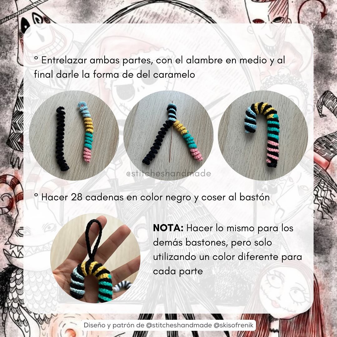 Patrón de bastón de caramelo a crochet: guía paso a paso