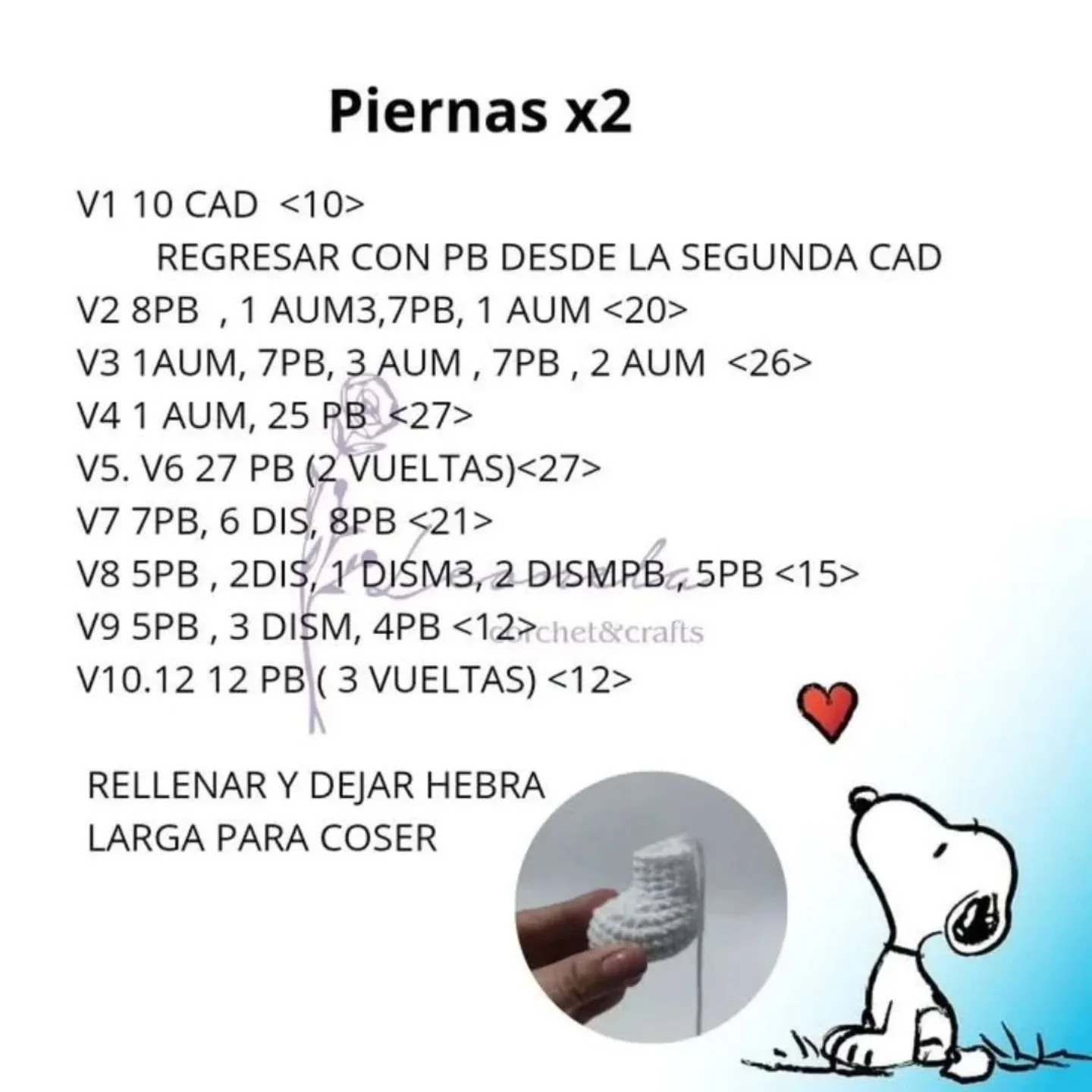 Patrón de crochet gratis para hacer a Snoopy