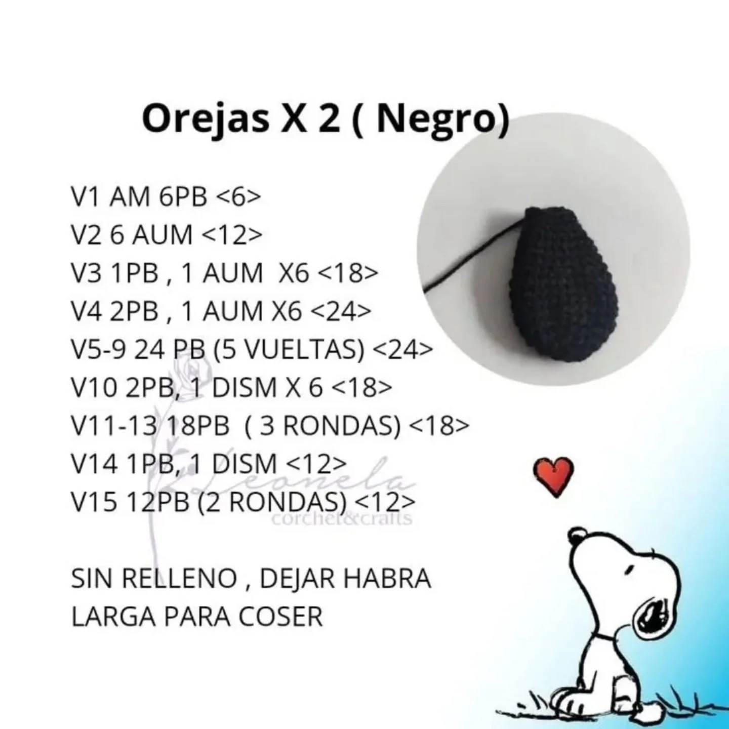 Patrón de crochet gratis para hacer a Snoopy